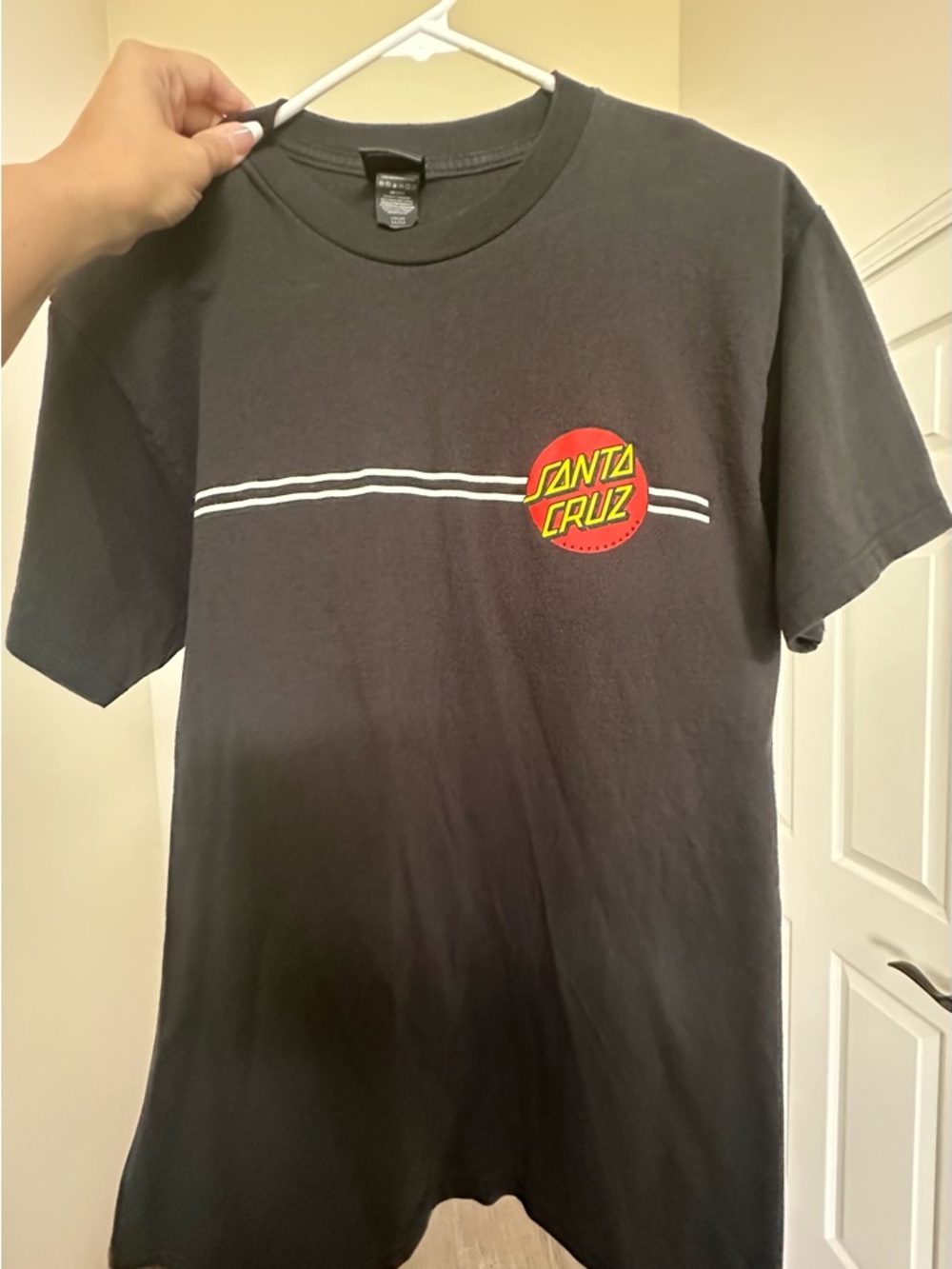 Santa Cruz Skateboards Black Tee with Red & Yellow Logo